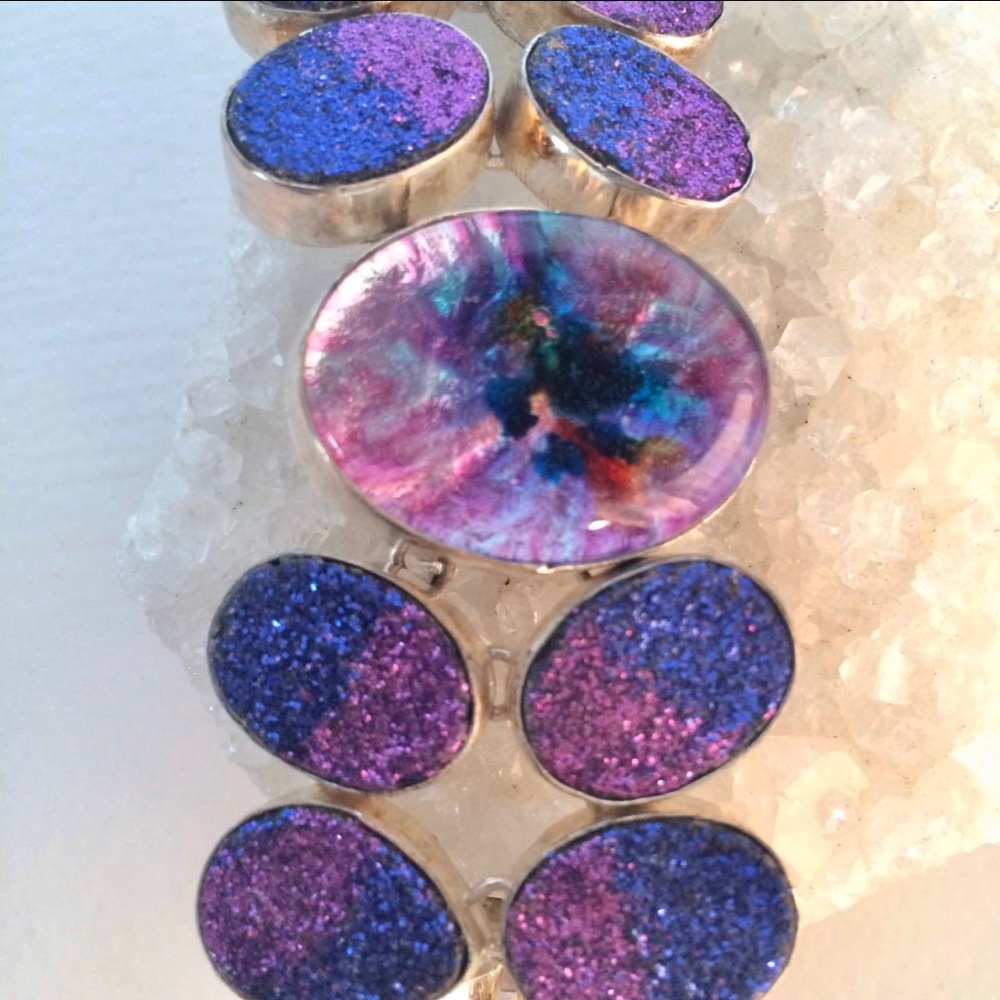 Dramatic Druzy Sterling Bracelet - image 6